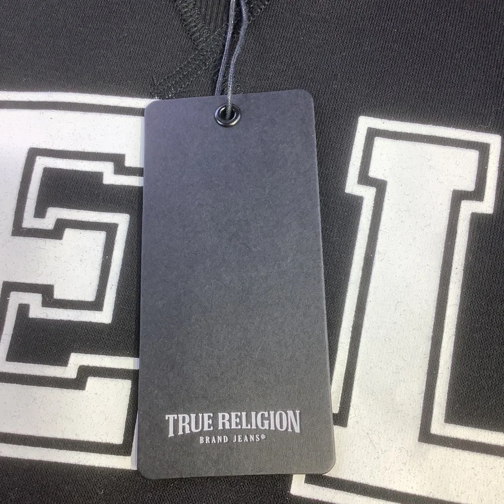 True Religion BF Crew Neck Fashion Pullover Sweatshirt Jet Black XL NWT‎